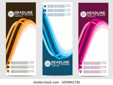 Roll up banner stand template design vector