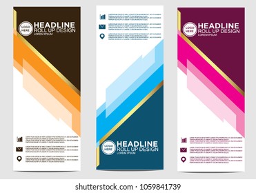 Roll up banner stand template design vector