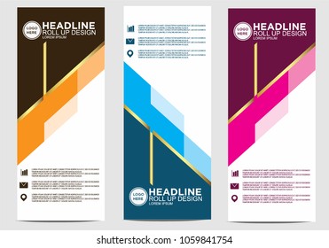 Roll up banner stand template design vector