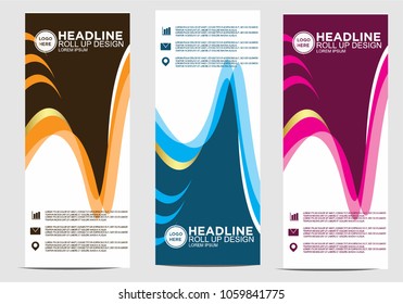 Roll up banner stand template design vector