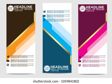Roll up banner stand template design vector