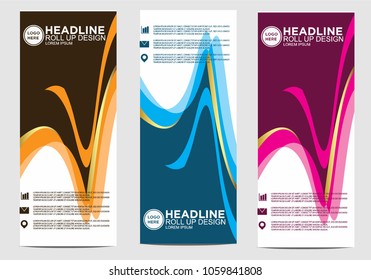 Roll up banner stand template design vector