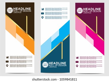 Roll up banner stand template design vector