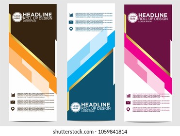 Roll up banner stand template design vector