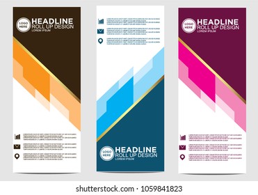 Roll up banner stand template design vector