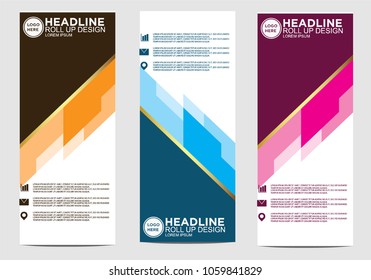 Roll up banner stand template design vector