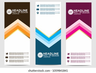 Roll up banner stand template design vector