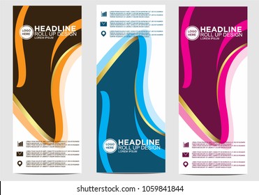 Roll up banner stand template design vector