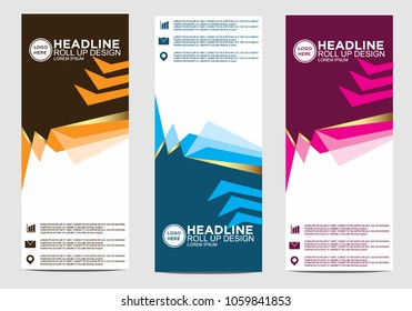 Roll up banner stand template design vector