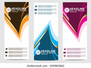 Roll up banner stand template design vector