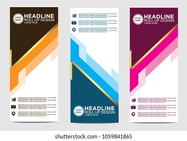 Roll up banner stand template design vector