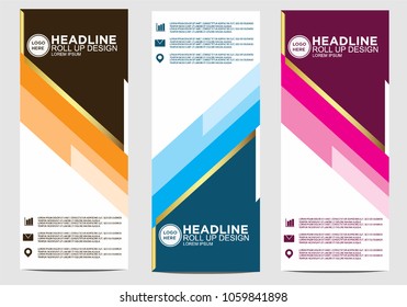 Roll up banner stand template design vector