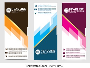 Roll up banner stand template design vector