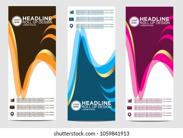 Roll up banner stand template design vector