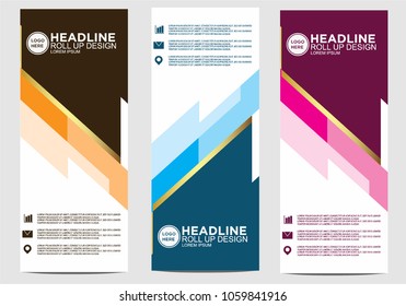 Roll up banner stand template design vector