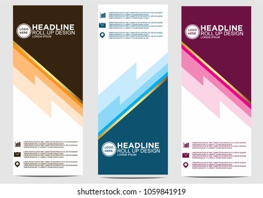 Roll up banner stand template design vector