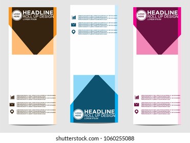 Roll up banner stand template design vector