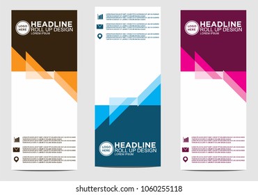 Roll up banner stand template design vector