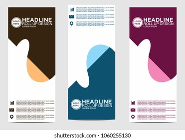 Roll up banner stand template design vector