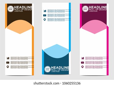 Roll up banner stand template design vector