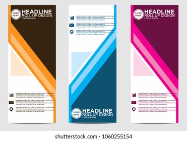 Roll up banner stand template design vector