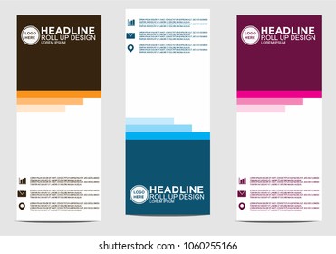 Roll up banner stand template design vector