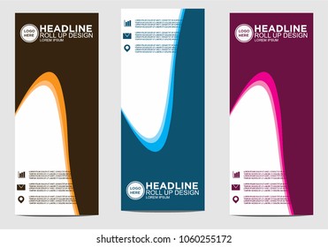Roll up banner stand template design vector
