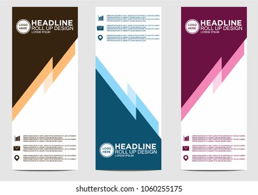 Roll up banner stand template design vector