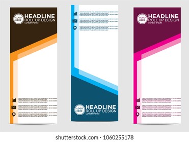 Roll up banner stand template design vector