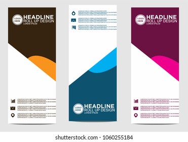 Roll up banner stand template design vector