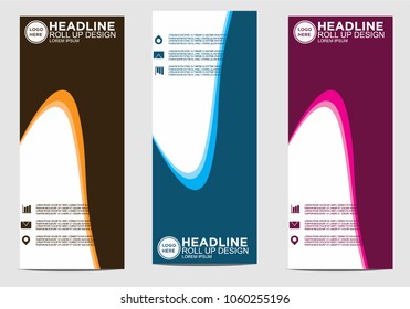Roll up banner stand template design vector