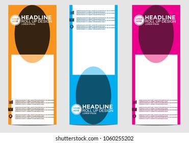 Roll up banner stand template design vector