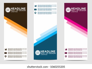 Roll up banner stand template design vector