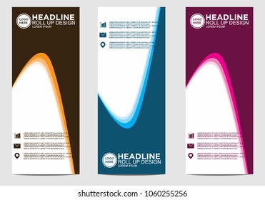 Roll up banner stand template design vector