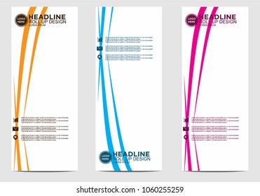 Roll up banner stand template design vector