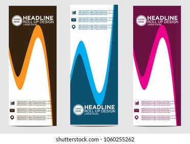 Roll up banner stand template design vector