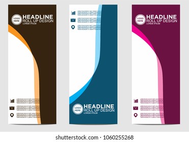 Roll up banner stand template design vector