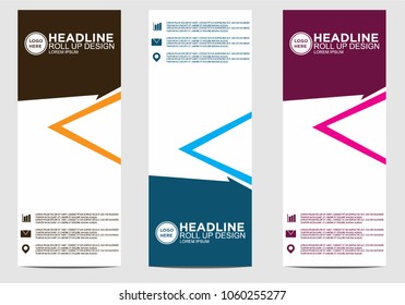 Roll up banner stand template design vector