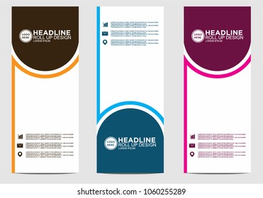 Roll up banner stand template design vector