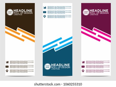 Roll up banner stand template design vector