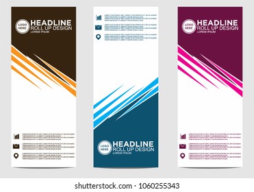 Roll up banner stand template design vector
