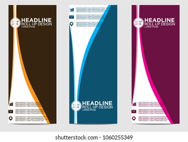 Roll up banner stand template design vector