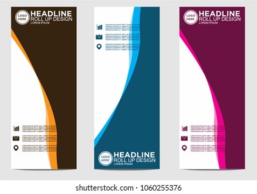 Roll up banner stand template design vector