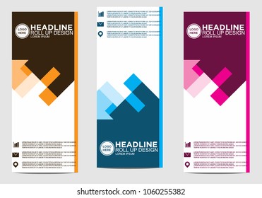 Roll up banner stand template design vector