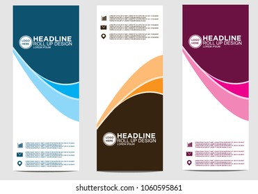 Roll up banner stand template design vector