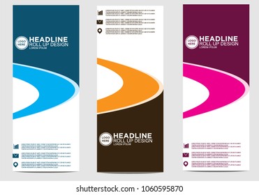 Roll up banner stand template design vector