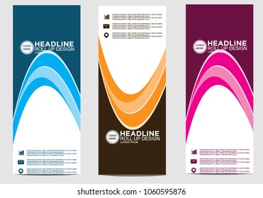 Roll up banner stand template design vector