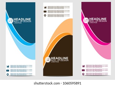 Roll up banner stand template design vector