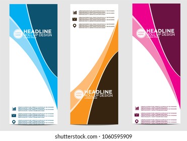 Roll up banner stand template design vector