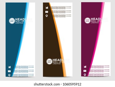 Roll up banner stand template design vector